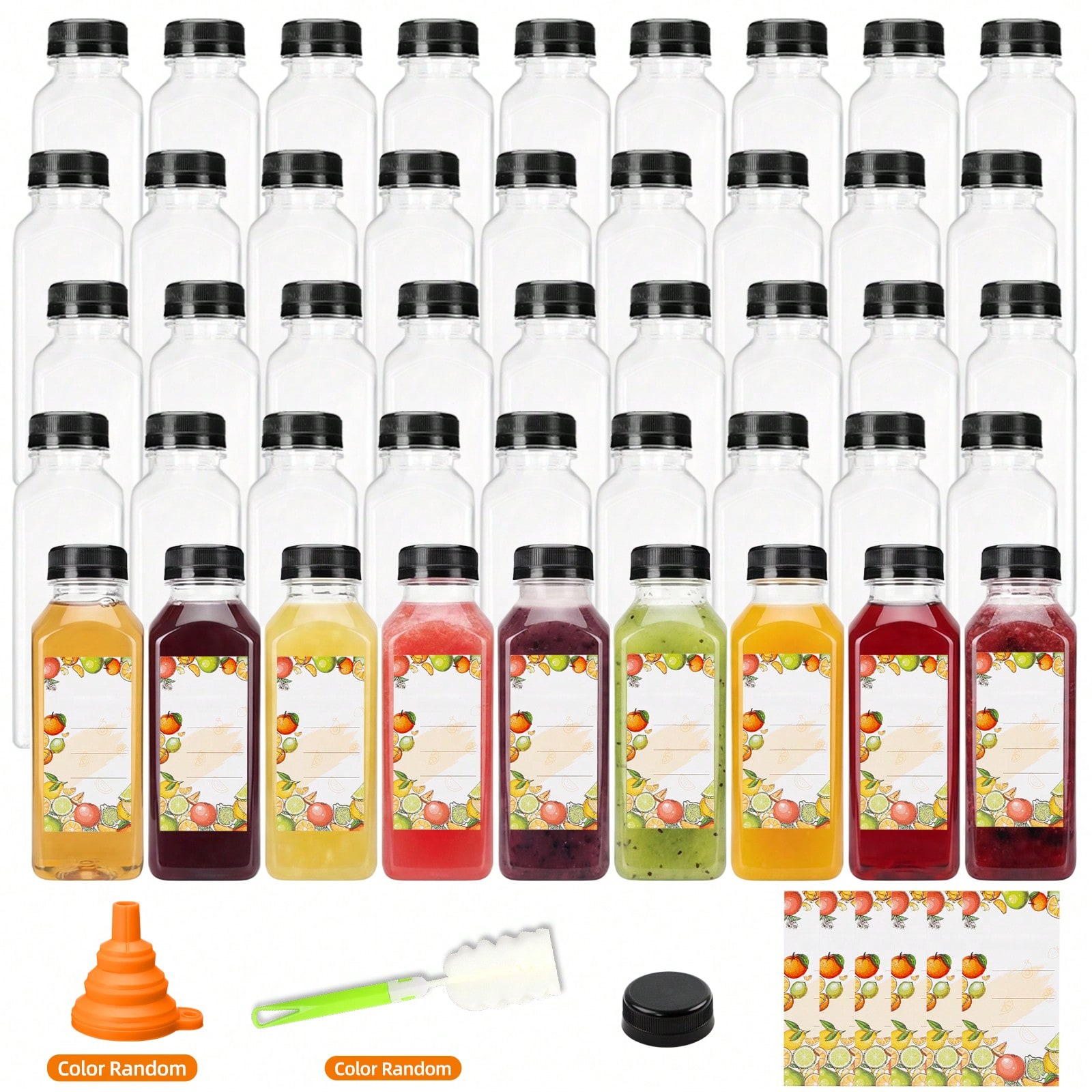 Meal Prep Juice Bottles - Plastic sapflessen Modern, strak, transparant, 12