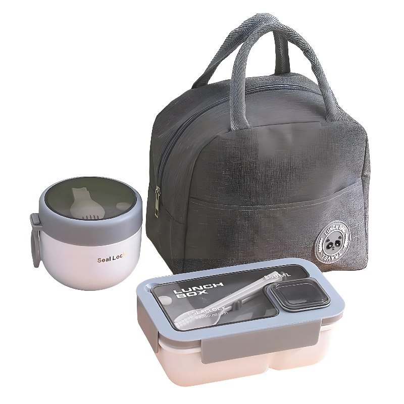 Meal Prep Kits - 3-delige lekvrije lunchcontainerset met geïsoleerde tas,