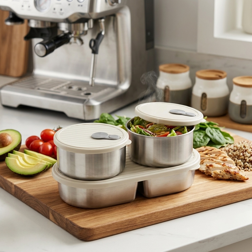 Meal Prep Meal Ideas - Magnetronbestendige 304 roestvrijstalen lunchbox set, bento