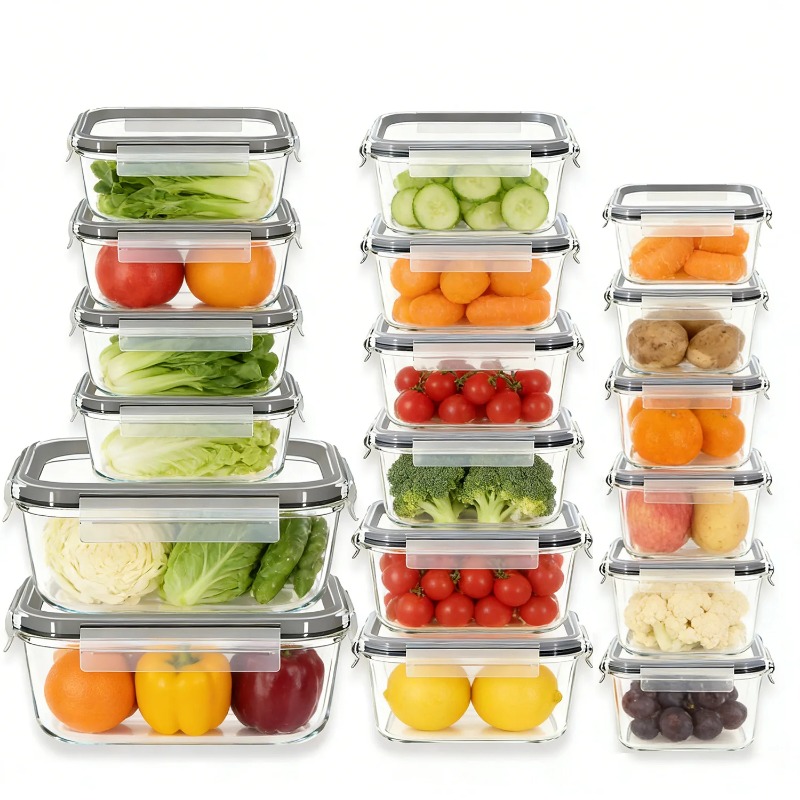 Meal Prep Kits - 18-delige glazen voedselbewaarcontainerset met luchtdichte deksels