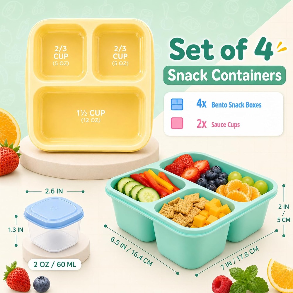 3-delige Bento Box Snackcontai - Meal Prep Healthy recensie en prijs