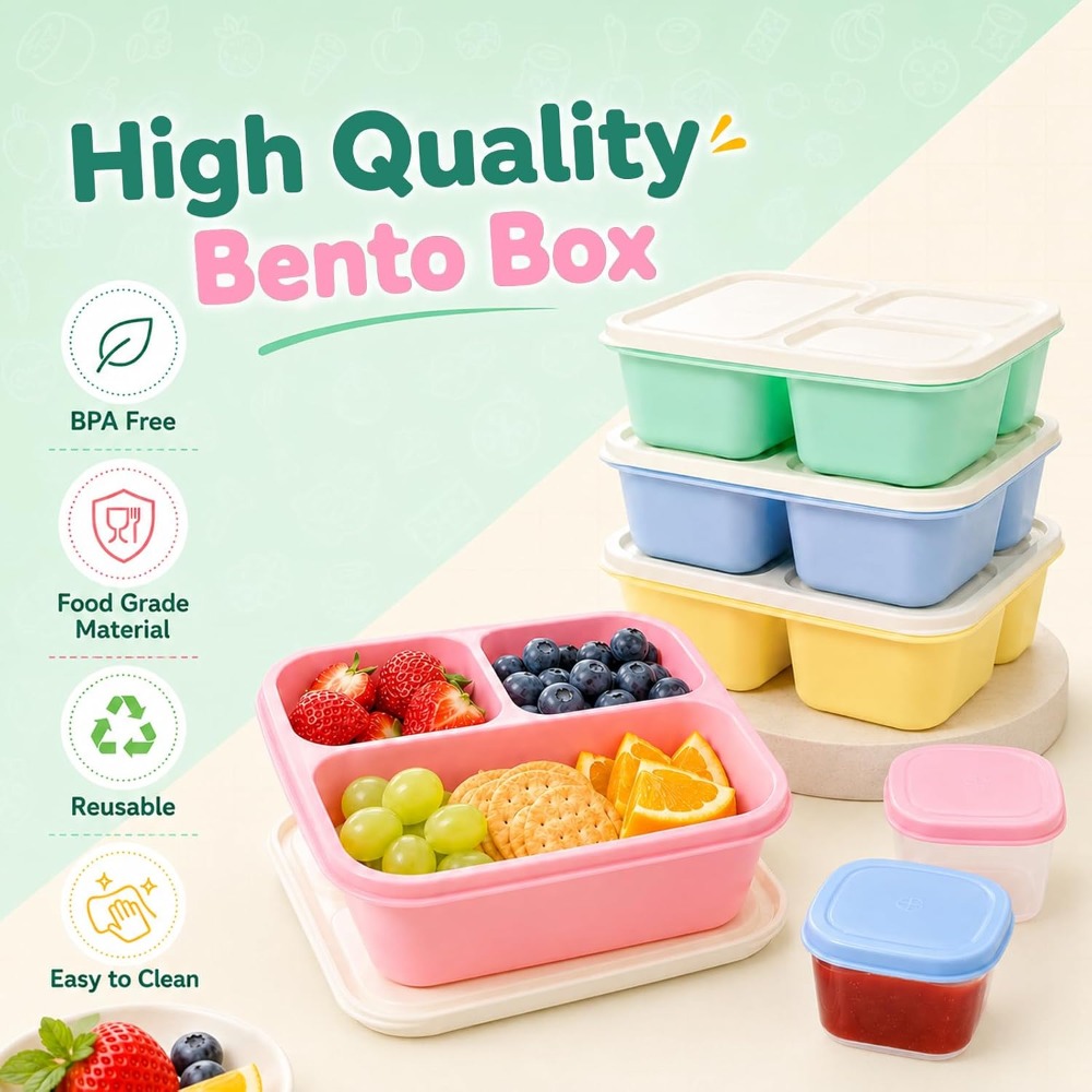 3-delige Bento Box Snackcontai - Meal Prep Healthy recensie en prijs